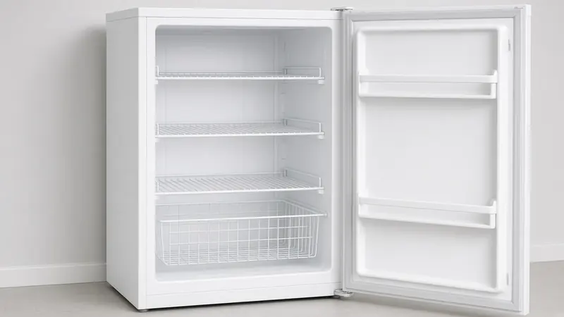 An upright freezer with the door area visible