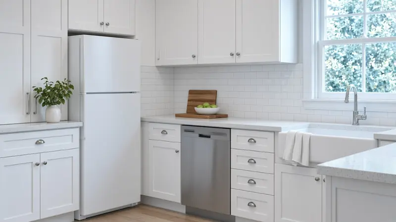 A bright kitchen counter beside a sink, with no single-serve brewer in the frame